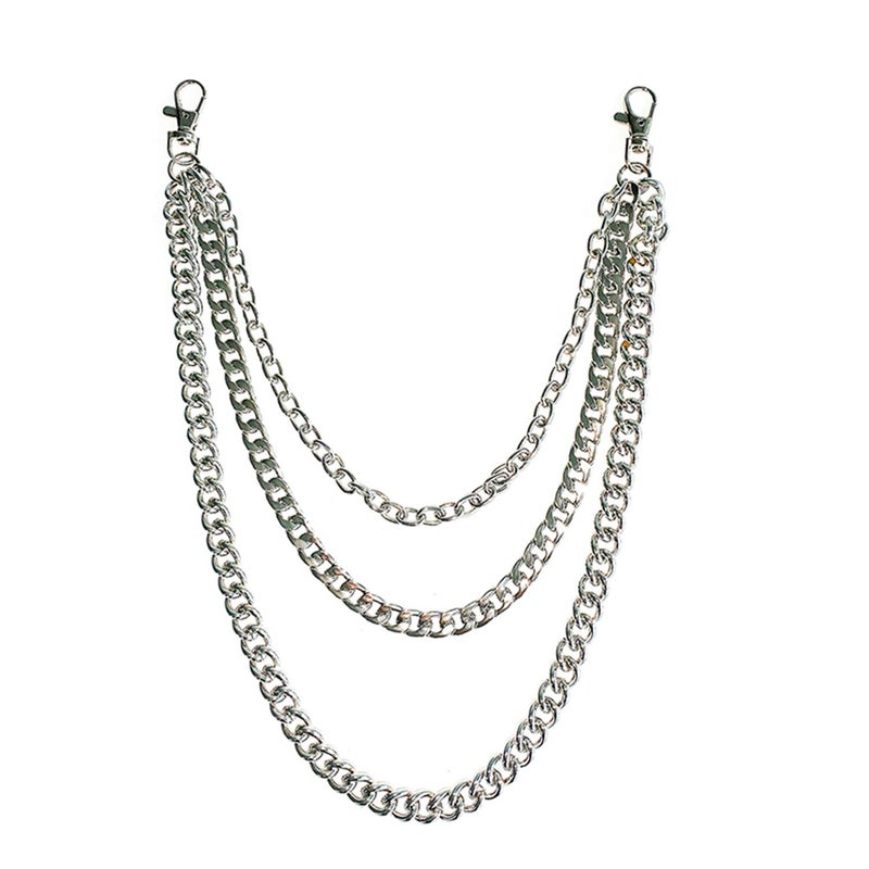 Lainrrew Trousers Chain, Pants Chain Belt Chain Wallet Chain Pocket Chain Hip Hop Punk Jeans Chain Key Chain Goth Accessories for Eboy Egirl Women Men (Silver) - Image 1